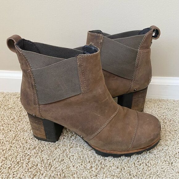 Sorel Addington Chelsea Ankle Boots Block Heel Kettle Tan Brown 8.5 - Picture 1 of 6